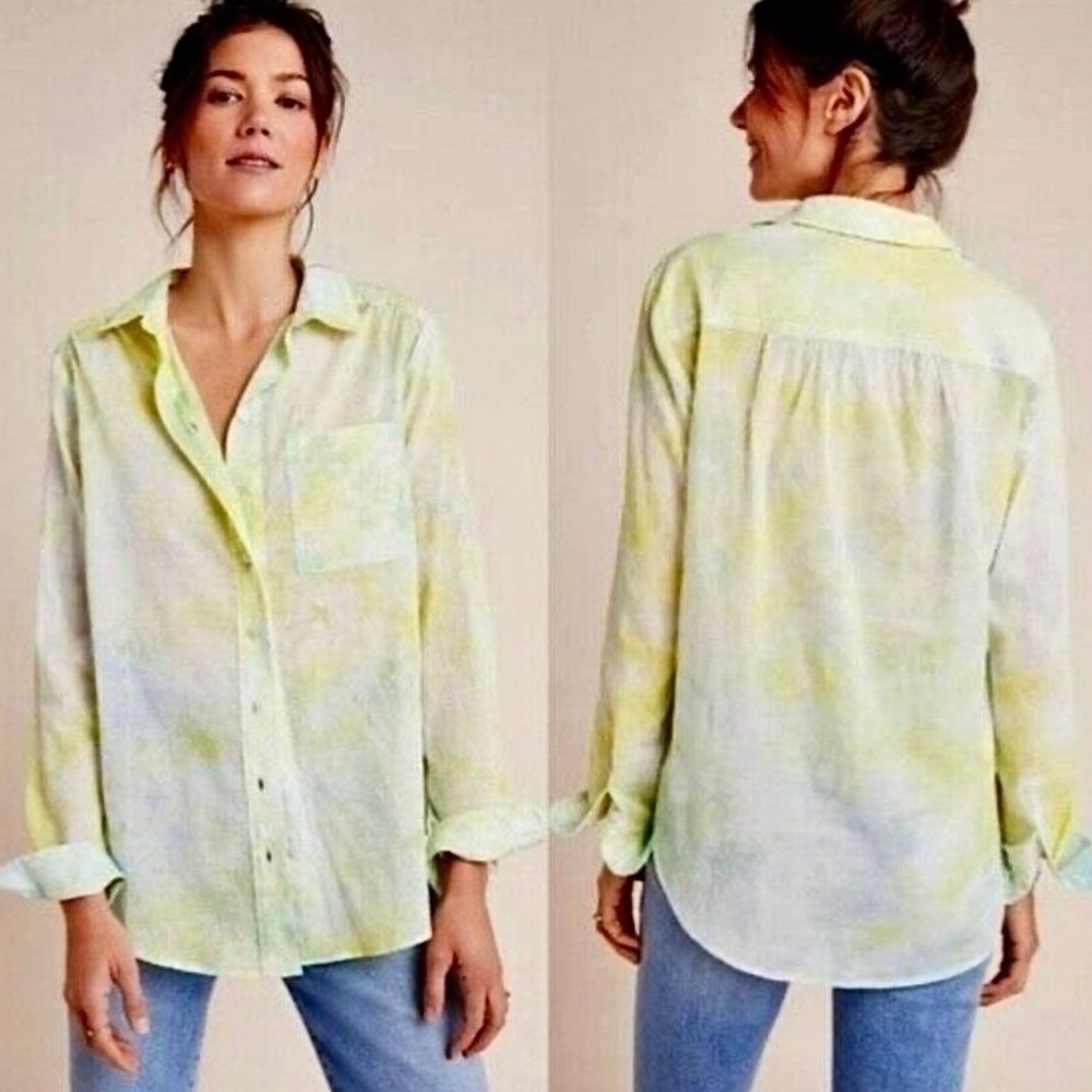 Anthropologie Pilcro and the Letterpress Tie Dye Cate Cotton Button Down - S